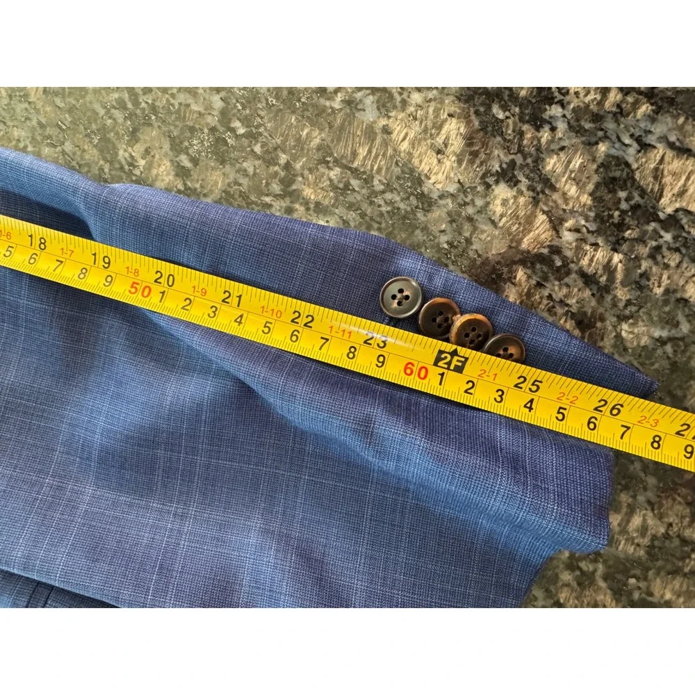 Atelier Munro Loro Piana‎ Wool Silk Blazer Blue Check Rubensteins Custom suit